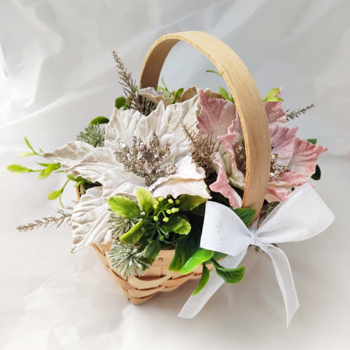 バスケットアレンジ 造花・アーティフィシャルフラワー・カゴアレンジメント