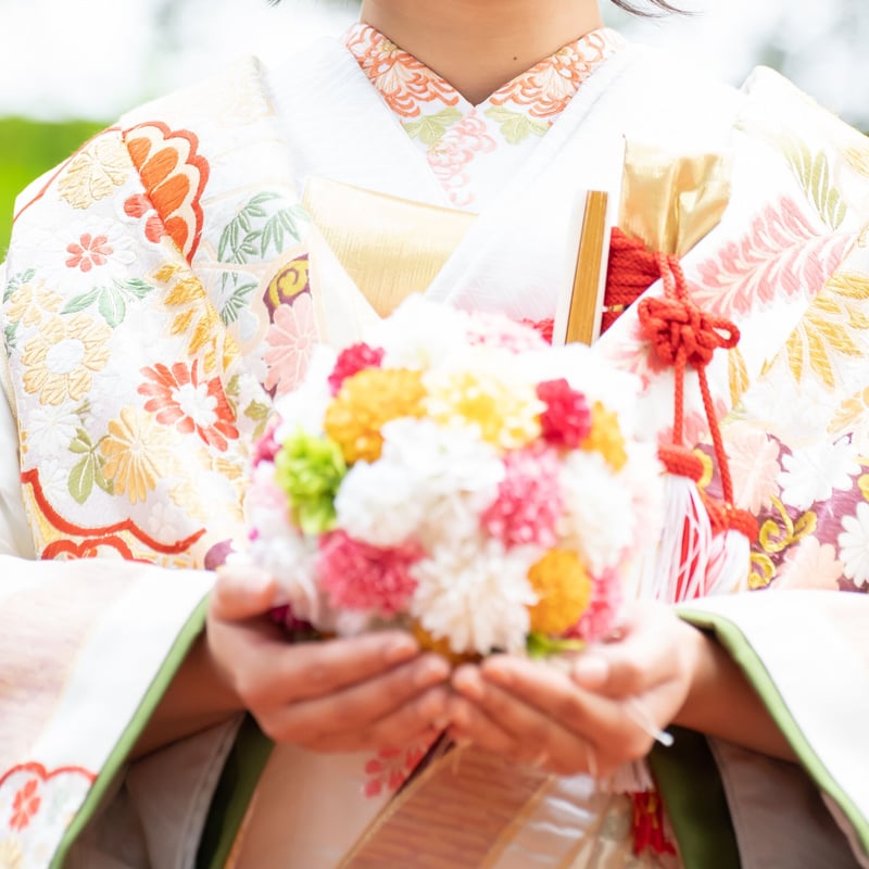 ボールブーケ【菊・暖色系カラフル】 | MAPLE FLOWER＆COFFEE