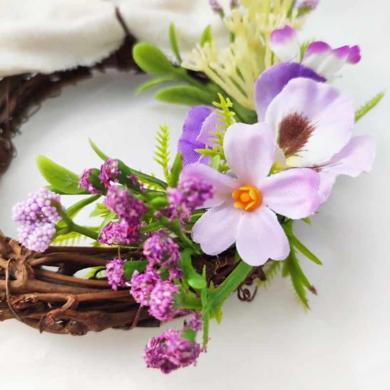 特大サイズで存在感抜群♡パンジーとホワイトローズのリース