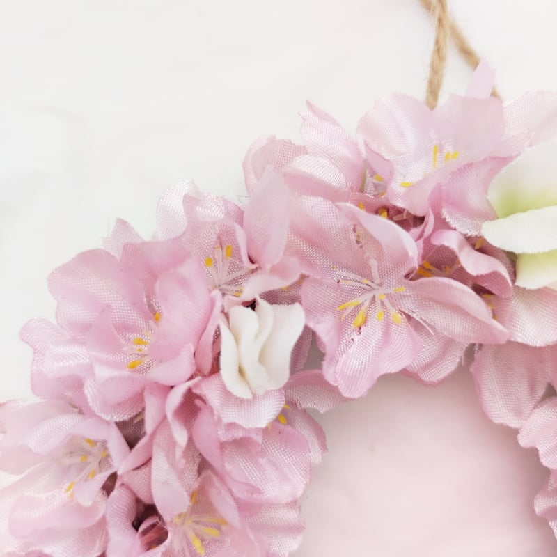 小さな桜のリース　フラワーリース　造花　ピンクリース 小さな桜のリース フラワーリース 造花 ピンクリース 桜造花 インテリア