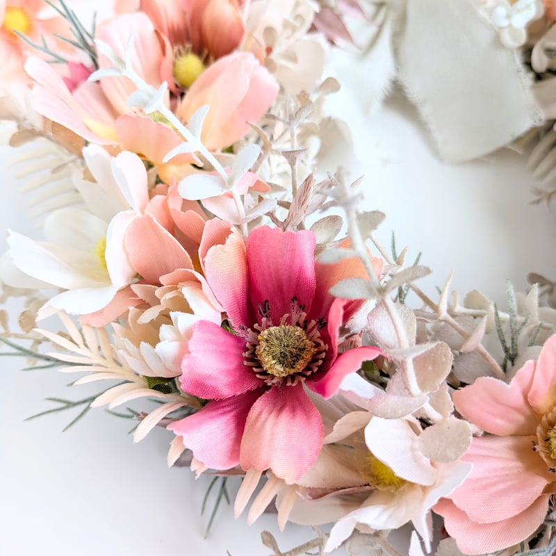 ふんわりMilkychiffonリース&Mobile 癒されカラーのゆめかわリース リース Milky white 通販 12281799