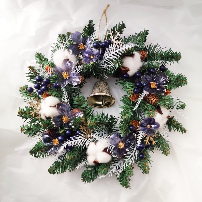 【SALE】ポポラスとブルーアイスのクリスマスリース* * *ラッピング無料 SALE】ポポラスとブルーアイスのクリスマスリース