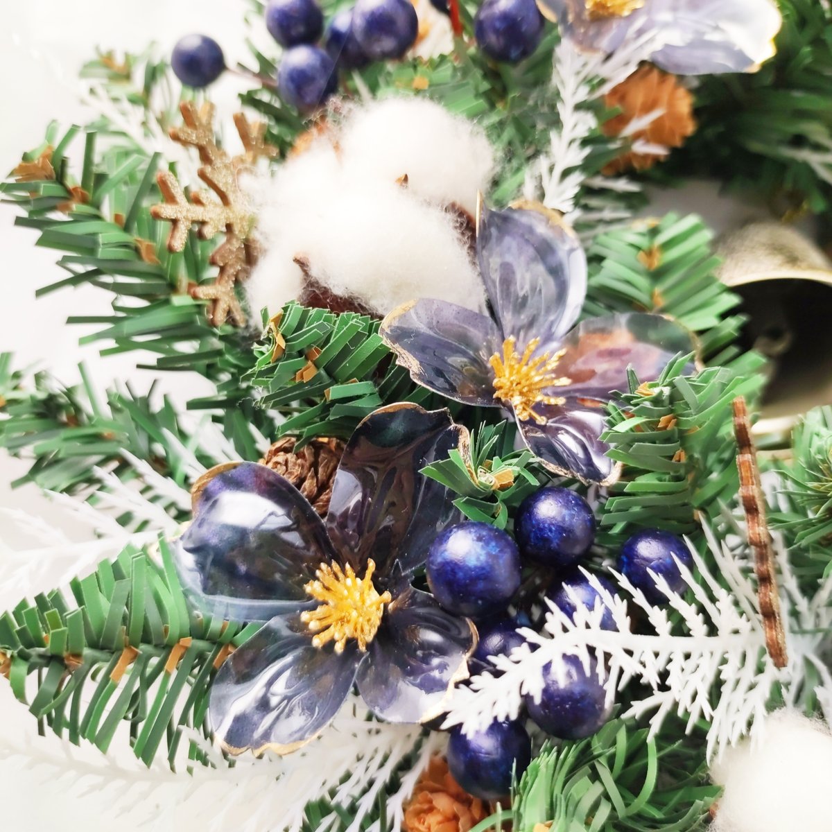 深緑ブルーバードとブルファンのXmasリース/グリーンリース/ポポラス 深緑ブルーバードとブルファンのXmasリース/グリーンリース