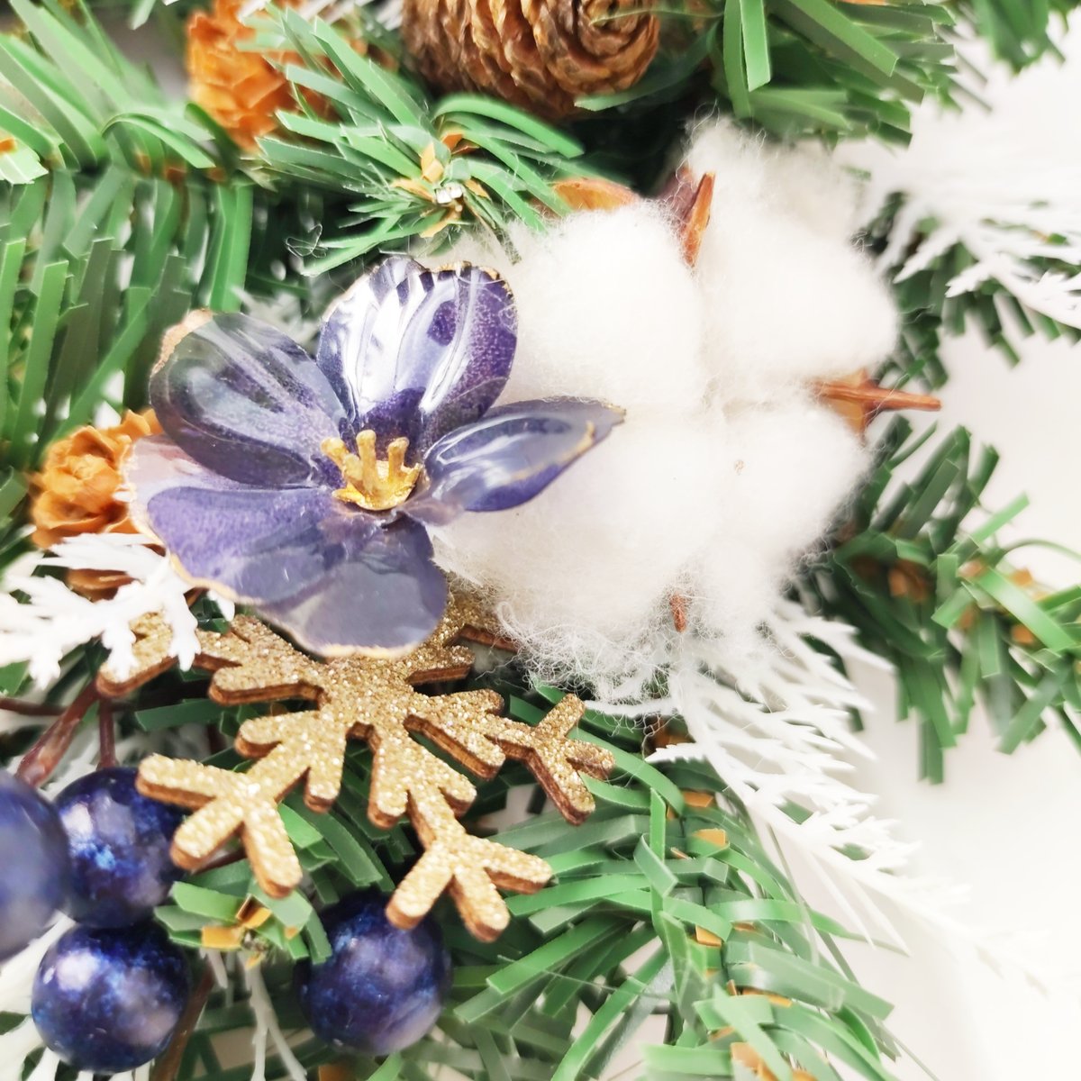 大人可愛いクリスマスリース♪アーティフィシャルフラワーリース