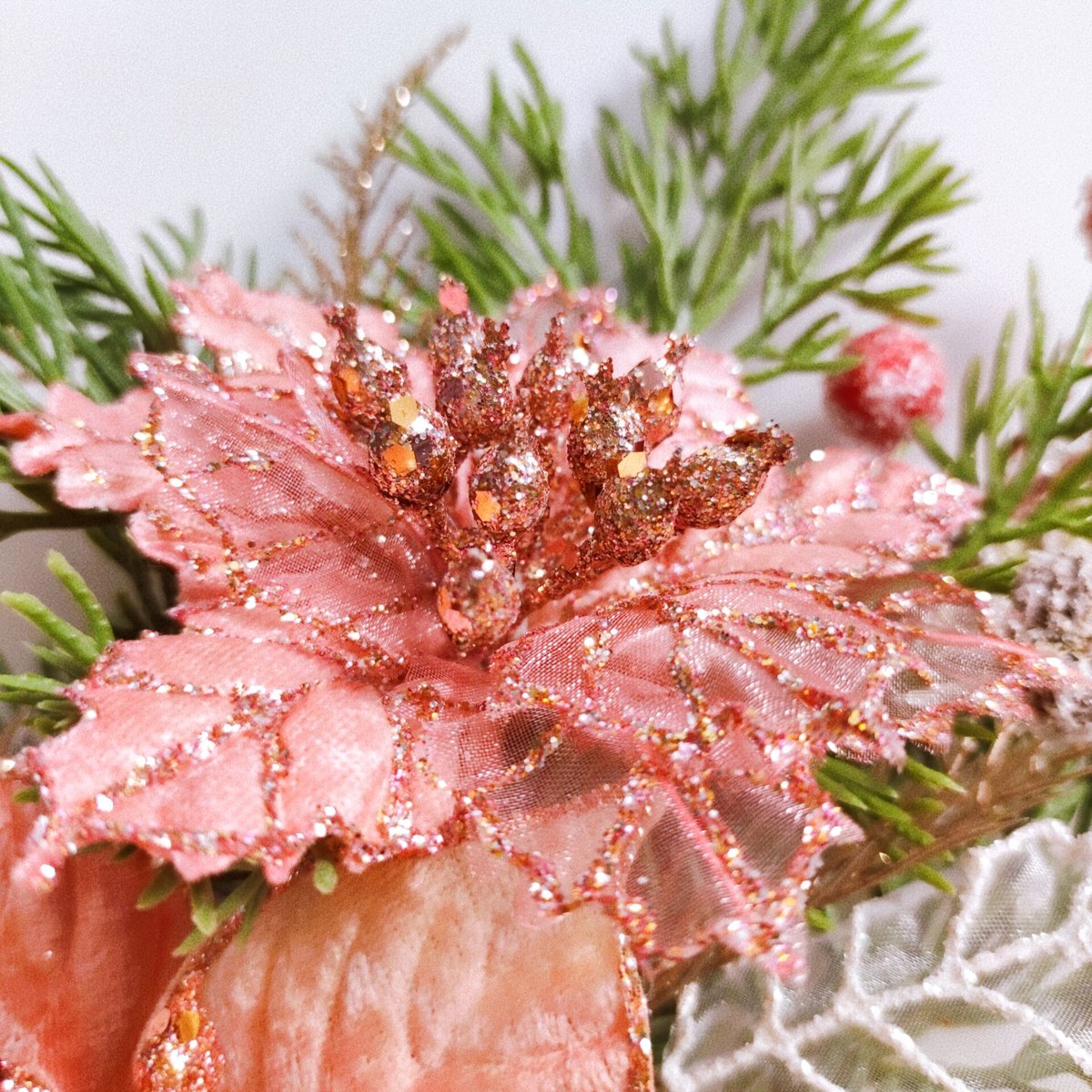 ビーズフラワー　　　　　ポインセチア　ヒイラギ ビーズフラワー ポインセチア ヒイラギ