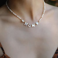 FLOYSUN white mother pearl MOM necklace