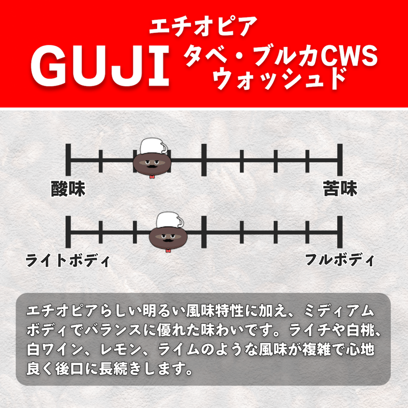 王道のモカ】エチオピア GUJI ウォッシュド タベ・ブルカCWS (200g