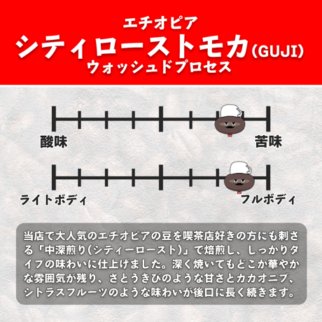 【中深煎り】シティローストモカ「ETHIOPIA GUJI GRACHU」(150g)