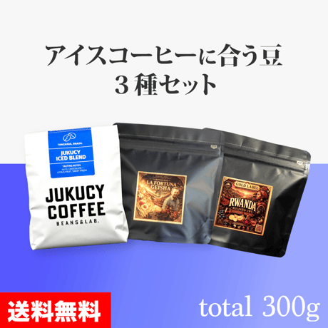 【送料無料】アイスコーヒーに最も合う豆ベスト３セット (計300g)