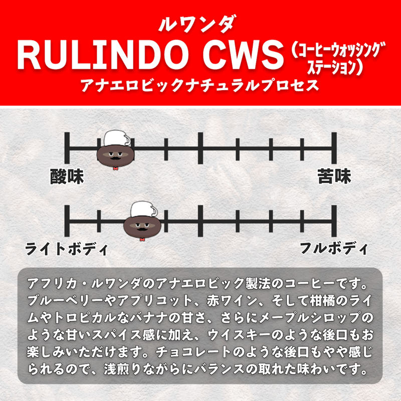 浅煎り】ルワンダ RULINDO CWS アナエロビックナチュラル (100g) | JUK