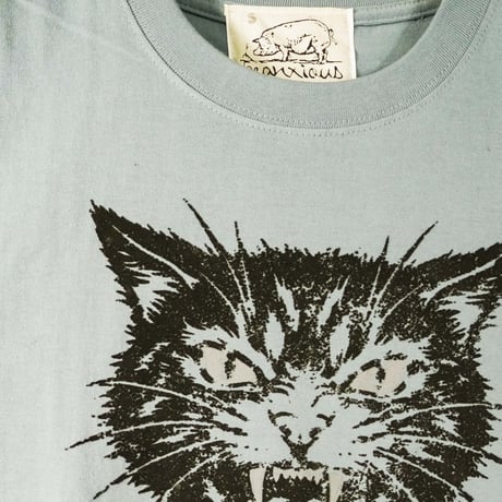 シャー猫 【セメントブルー】5分袖ワイドTシャツ