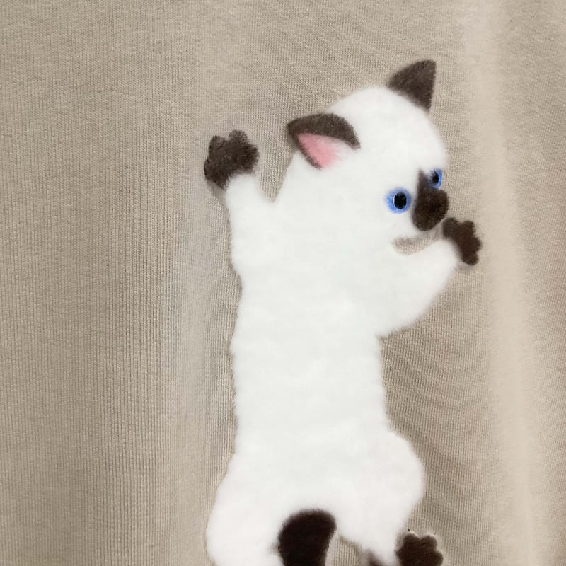 ひっつきネコ【ミルキーグレー】オーガニックコットントレーナー