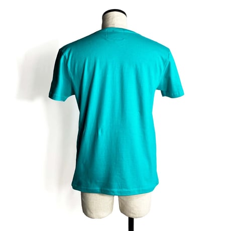 ミルクを飲むネコ【エメラルドグリーン】半袖Tシャツ