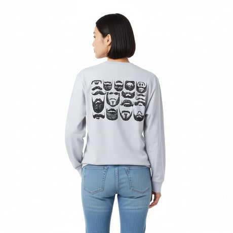 ヒゲ 【フロストグレー】ワイドロングTシャツ