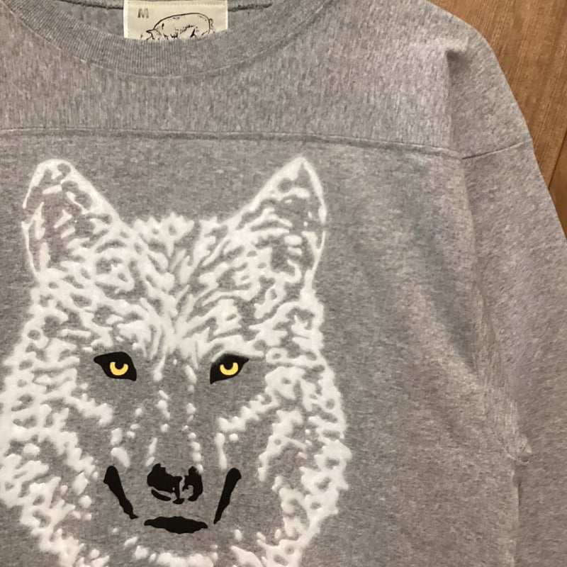 オオカミ【グレー】 フットボールTシャツ七分袖 | ビーアンキシャス