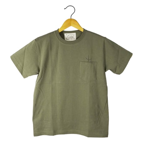 後ハシビロコウ【アーミーグリーン】半袖ポケット付きTシャツ