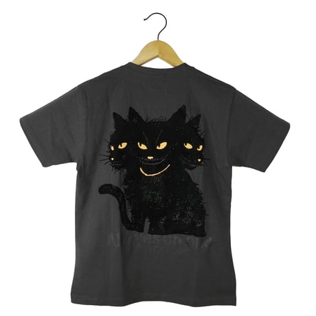 後ネコべロス【スミクロ】半袖ポケット付きTシャツ