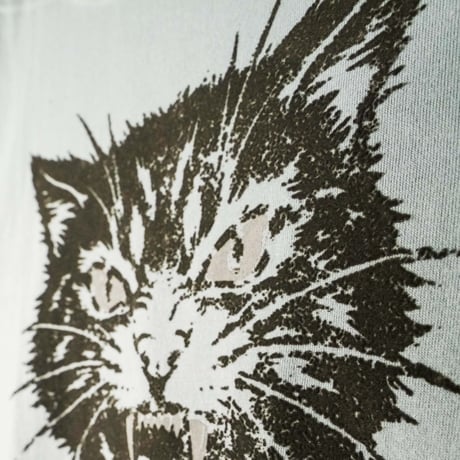 シャー猫 【セメントブルー】5分袖ワイドTシャツ