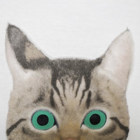 キジトラ（顔）【ホワイト】半袖Tシャツ