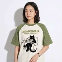 Books&coffee【ヴィンテージナチュラルxライトオリーブ】半袖ラグランTシャツ