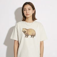 タヌキ【グレージュ】半袖ワイドBOXシルエットTシャツ