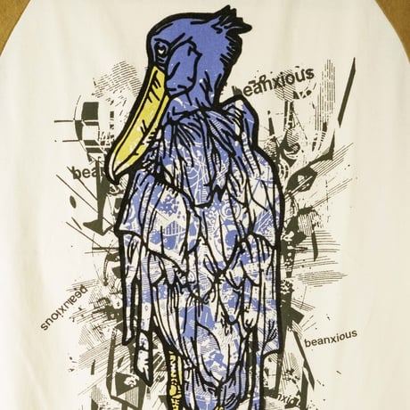 前ハシビロコウ【ヴィンテージナチュラルxダークキャメル】半袖ラグランTシャツ