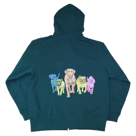 カラフル犬 【アイビーグリーン】ジップパーカー