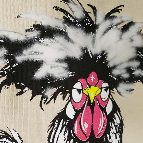 ウーダン鶏 【ストーン】7分袖ワイドラグランTシャツ