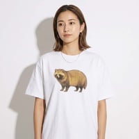 タヌキ【ホワイト】半袖ワイドBOXシルエットTシャツ