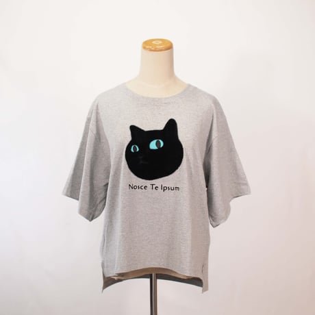 ネコにらみ 【ヘザーグレー】BIG半袖Tシャツ