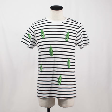 グリンピース【ホワイトxブラック】 ボーダー半袖Tシャツ