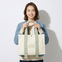 be刺繍カラーハンドルトート【ナチュラル x オリーブ】小サイズ