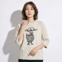 ウーダン鶏 【ストーン】7分袖ワイドラグランTシャツ