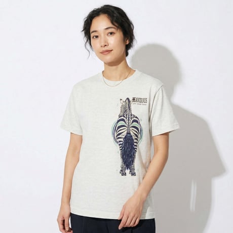 シマウマ左胸【オートミール】半袖Tシャツ