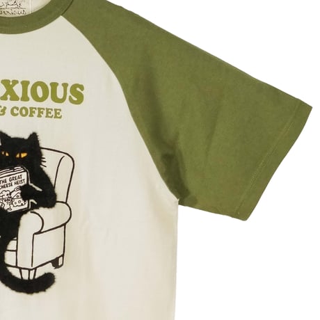 Books&coffee【ヴィンテージナチュラルxライトオリーブ】半袖ラグランTシャツ