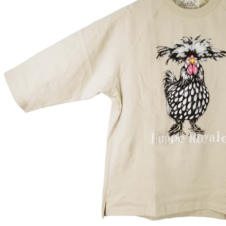 ウーダン鶏 【ストーン】7分袖ワイドラグランTシャツ