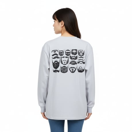 ヒゲ 【フロストグレー】ワイドロングTシャツ