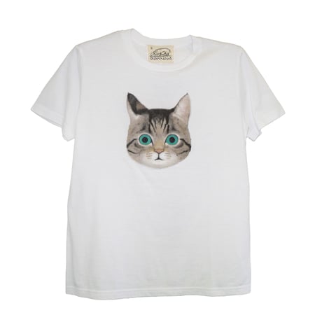 キジトラ（顔）【ホワイト】半袖Tシャツ