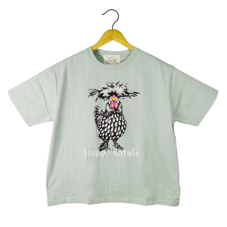ウーダン鶏 【スモーキーグリーン】半袖ワイドBOXシルエットTシャツ