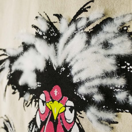 ウーダン鶏 【ストーン】7分袖ワイドラグランTシャツ