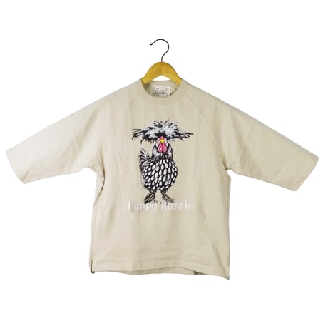 ウーダン鶏 【ストーン】7分袖ワイドラグランTシャツ