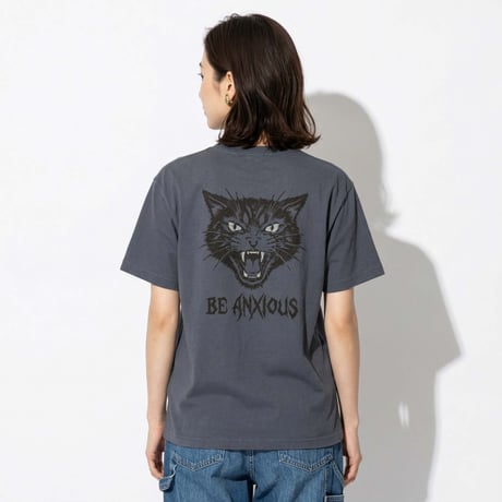 シャー猫【デニム】半袖ポケット付きTシャツ