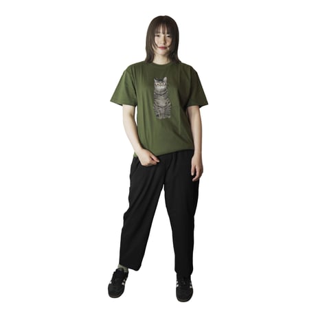 キジトラ（全身） 【Dグリーン】BIG半袖Tシャツ