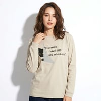 のぞき猫 【ミルキーグレー】オーガニックコットン長袖Tシャツ