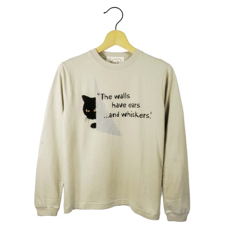 のぞき猫 【ミルキーグレー】オーガニックコットン長袖Tシャツ