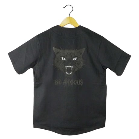 シャー猫【ブラック】コットンベースボールシャツ