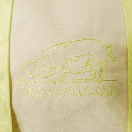 be刺繍カラーハンドルトート【ナチュラル x レモンイエロー】小サイズ