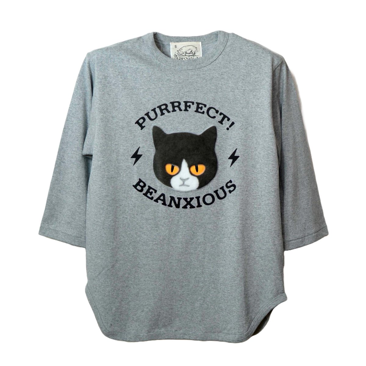 猫パーフェクト(ハチワレ)【ヘザーグレー】7分袖 | ビーアンキシャス