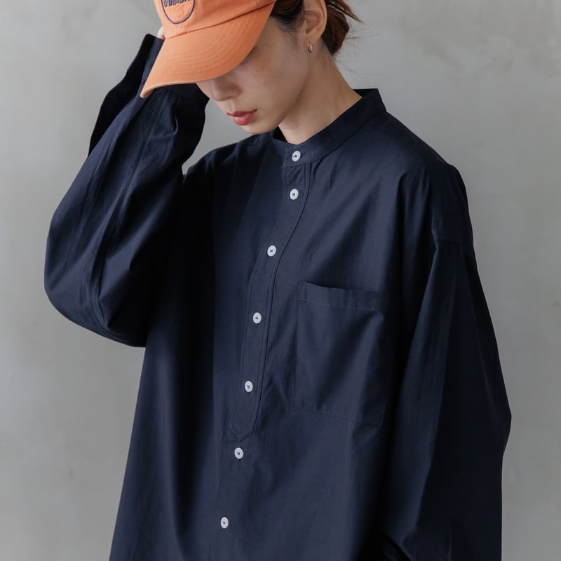 スタンドカラーオーバーシャツ ネイビー【24301】 | Clotho.