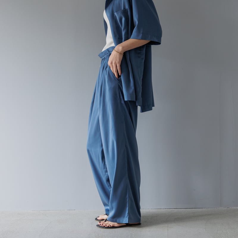 ヴィンテージサテンイージーパンツ ブルー【24402】 | Clotho.